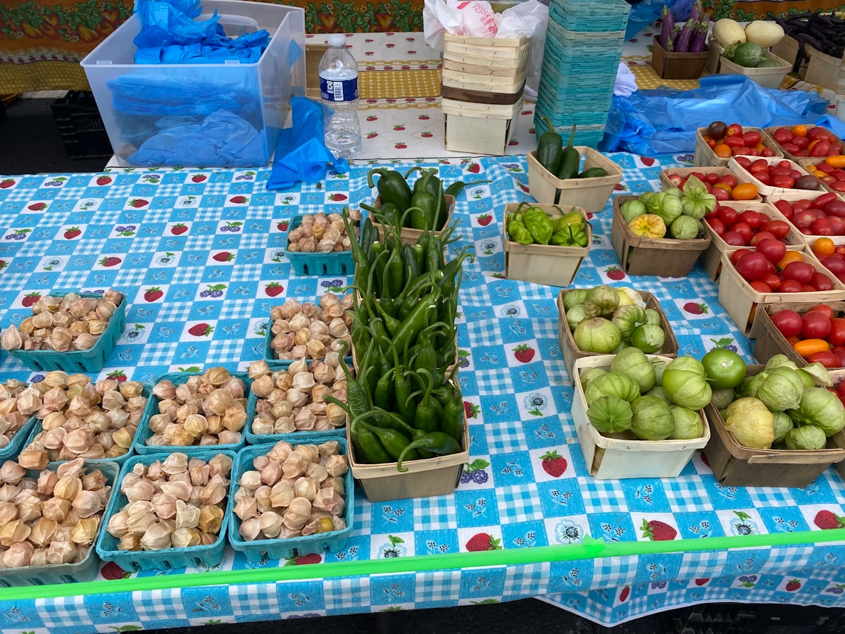 Fresh produce at a local farmers market