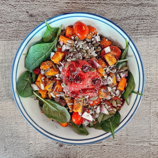 Mediterranean grain bowls with fresh vegetables