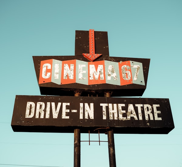 Outdoor summer movie screen at night