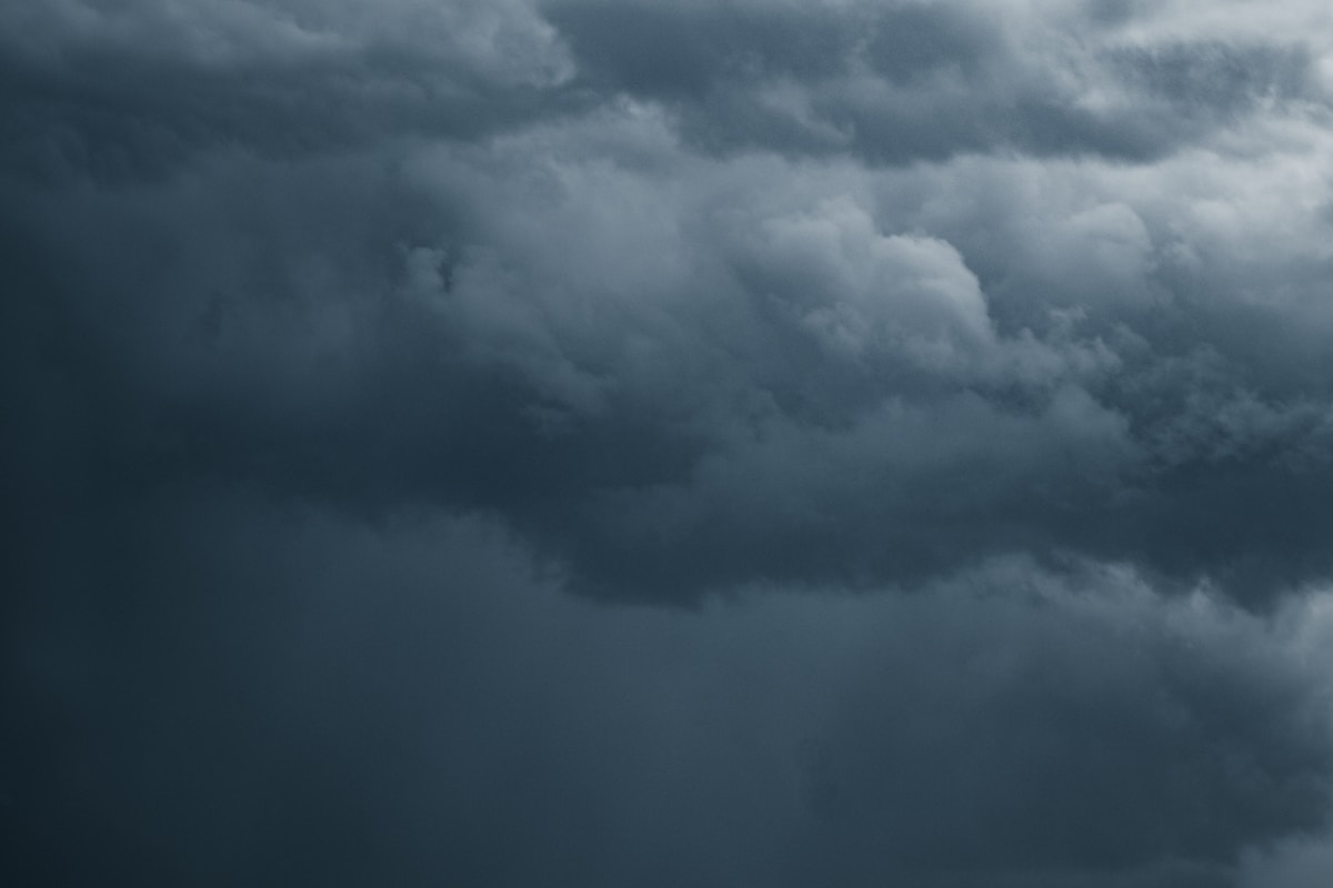 Dark storm clouds threatening sky tropical weather
